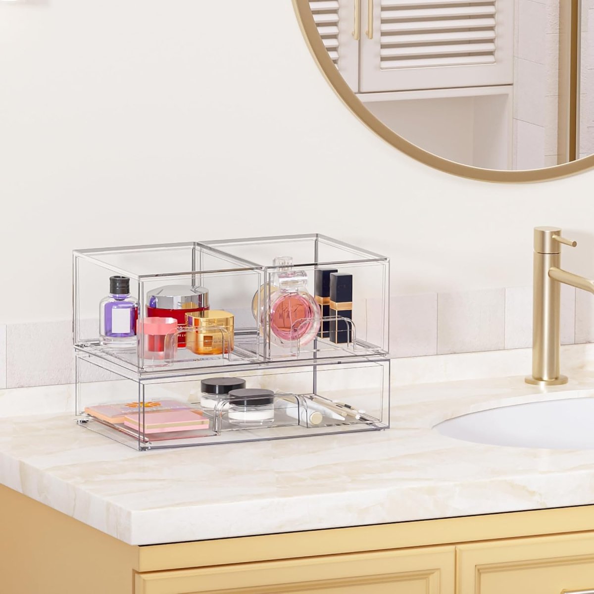 Vtopmart Stackable Storage Drawers Set of 5, Clear Plastic Organizer Bins for Baby Bottle, Beauty Supplies Storage, Ideal for Kichen Countertop, Vanity, Bathroom, Cabinet, Pantry Organization - Homesidy.com
