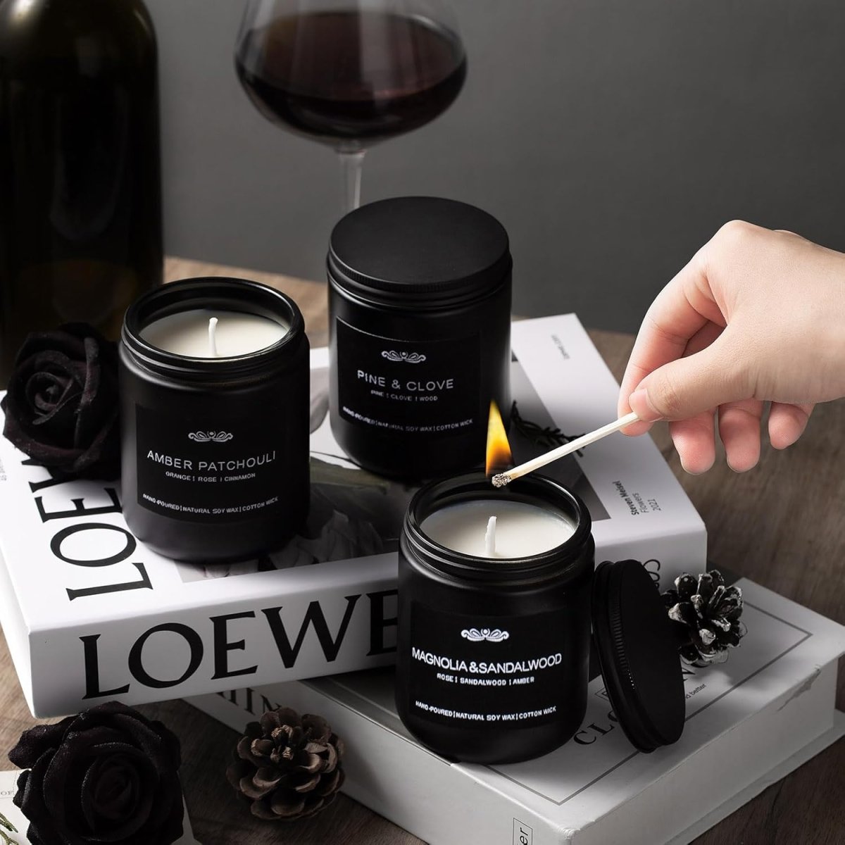 Scented Candle Set, Men Candle Set, Scented Candles for Home, Gifts for Men, 4 Pack Manly Candles Gifts for Mens Scents of Smoke Vanilla/Leather/Oak/Lavender Wood - Homesidy.com