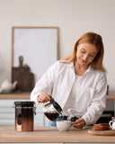 Veken Coffee Canister with Window,Airtight Stainless Steel Pantry Container,Home Kitchen Food Storage Organizers for Ground,Beans,Espresso,Rice,Tea,Sugar,Cereal, Flour,Bar Accessories,Gifts,22OZ,Black - Homesidy.com