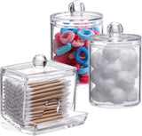 Tbestmax Qtips Holder Bathroom Container, 10 OZ Cotton Ball/Swabs Dispenser, Apothecary Jar Organizer for Storage Brown Wood Lids - Homesidy.com