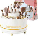 fanado 360° Rotate Makeup Brush Holder Organizer, Makeup Organizers Countertop, Makeup organization and Skincare Storage for Vanity, Desktop, Bathroom (White) - Homesidy.com