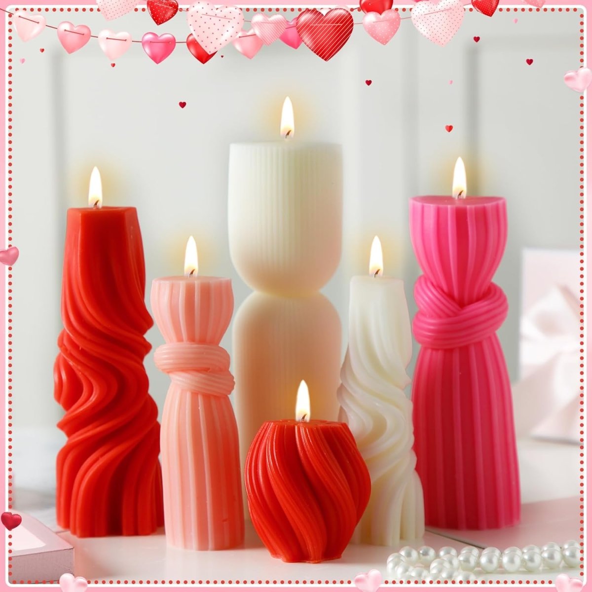 Threlaco 6 Pcs Pillar Candles Modern Aesthetic Ribbed Decorative Candle Set Cute Soy Wax Scented Ribbed Decor for Home(White,2.36 - 6.89 Inch) - Homesidy.com