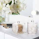Tbestmax Qtips Holder Bathroom Container, 10 OZ Cotton Ball/Swabs Dispenser, Apothecary Jar Organizer for Storage Brown Wood Lids - Homesidy.com