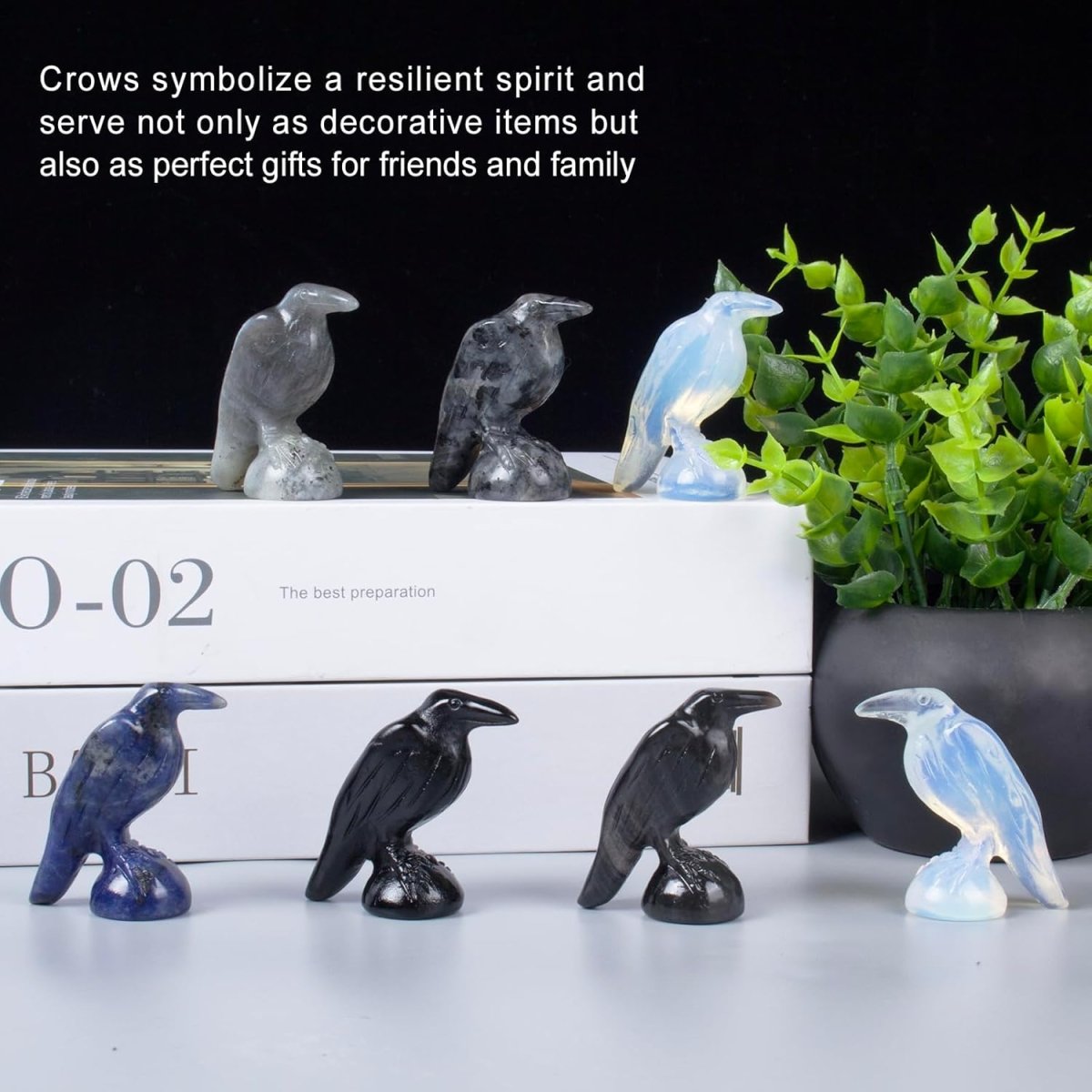 QLRSUXN Natural Black Obsidian Raven Figurines,2 Inch Healing Crystal Animal Statues,Lucky Guardian Pocket Crow Figurines as Women’s Gifts,Raven Statues for Office Home Decor and Ornament. - Homesidy.com
