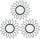 3 Pack Metal Mirrors for Wall Sunburst Wall Mirrors Home Décor Decorative Hanging Wall Art for Living Room Bedroom Entryway (Gold, Flower Sunburst) - Homesidy.com