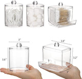 Tbestmax Qtips Holder Bathroom Container, 10 OZ Cotton Ball/Swabs Dispenser, Apothecary Jar Organizer for Storage Brown Wood Lids - Homesidy.com