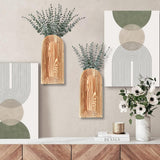 Dnnnii 2 Pack Wooden Wall Vase Set - Brown Finish Modern Farmhouse &amp; Boho Wall Decor for Entryway, Hallway, Bathroom, Living Room, Dining Room, Narrow Spaces - Homesidy.com