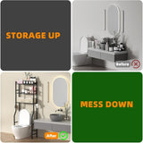 GloTika 3 - Tier Over The Toilet Storage, Space Saver Metal Bathroom Shelves, Freestanding Above Over Toilet Storage Shelf with 4 Hooks for Bathroom, Black - Homesidy.com