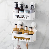 LEVERLOC Shower Caddy Suction Cup, Shower Organizer Removable Bathroom Shelf, Storage Suction Powerful Max Hold 22lbs Bathroom Caddy Waterproof Holder, White - Homesidy.com