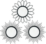 3 Pack Metal Mirrors for Wall Sunburst Wall Mirrors Home Décor Decorative Hanging Wall Art for Living Room Bedroom Entryway (Gold, Flower Sunburst) - Homesidy.com