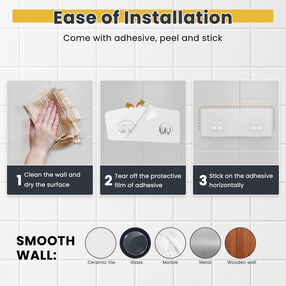 OMAIRA 3 - Pack Shower Caddy with Soap Holder, Adhesive Rustproof No - drill Strudy Loading Inside Shower Organizer Shelves Rack Storage Bathroom Organization for Smooth Wall Glass Tile, Black (Large) - Homesidy.com
