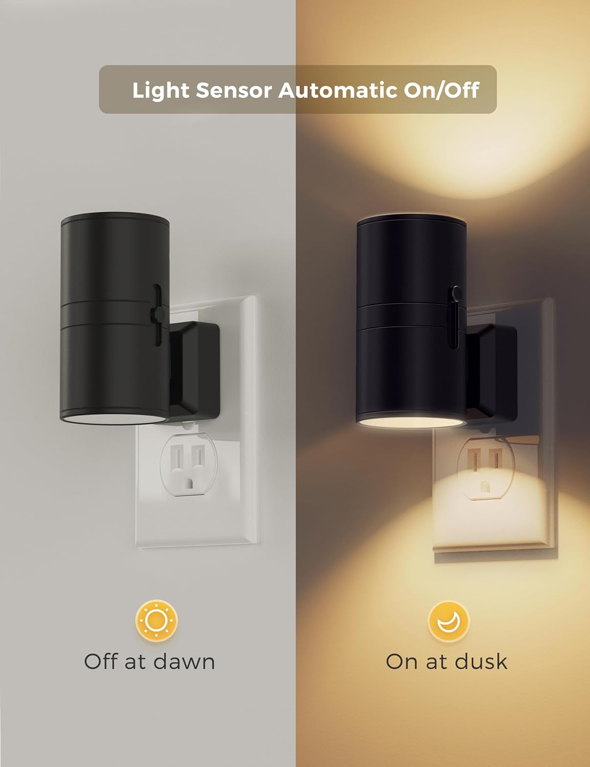 L LOHAS LED Night Light Plug in, Modern Night Lights Plug into Wall, Dusk to Dawn Sensor, Soft White 3000K, 0 - 100LM Adjustable Brightness, Dimmable Night Lights for Hallway Bedroom Stairway, 2 Pack - Homesidy.com