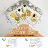 LEVERLOC Corner - adaptive Suction Cup Shower Caddies 2 Pack, Stainless Steel Rustproof Corner Shower Shelf, Large Capacity Removable Suction Cup Bathroom Organizer, Drill - Free Wall Mounted Basket, Gray - Homesidy.com