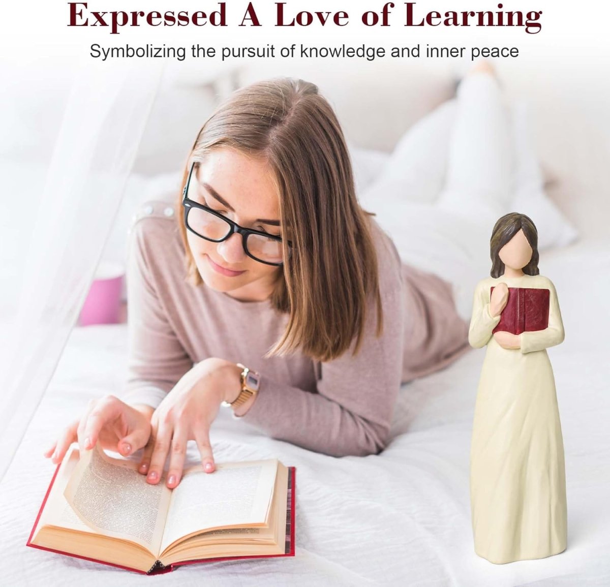 Cuayaes Reading Thinker Statue Book Lover Gifts for Women Readers, Graduates, Students, Teachers, Bookshelf Decor Aesthetic Sculpture Home Decor for Shelves Desk Office Living Room - Homesidy.com