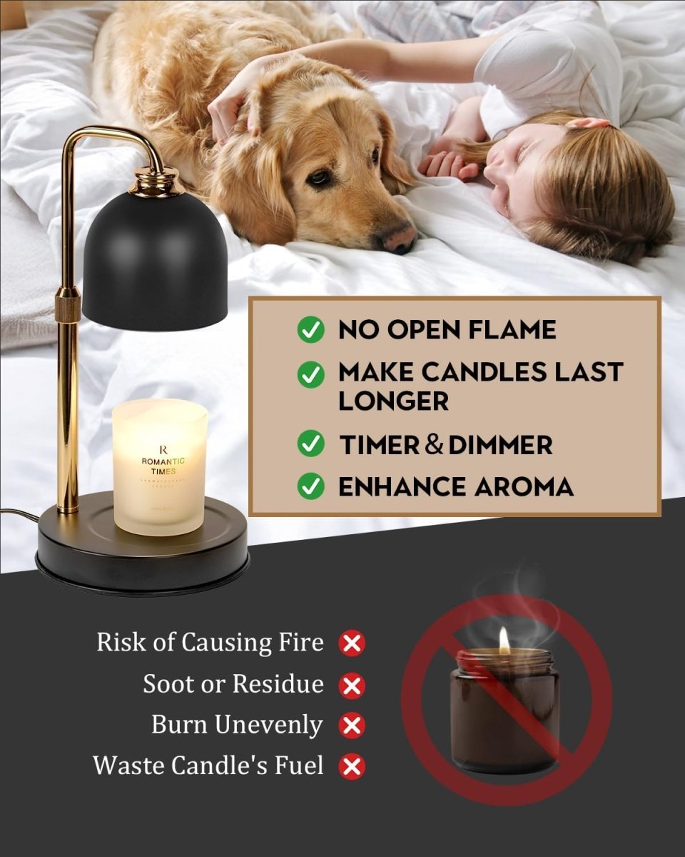 Modern Candle Warmer Lamp with Timer, Dimmable Candle Lamp Warmer, Men Women Christmas Birthday Gifts, Black Candle Warmer, Adjustable Candle Light Warmer, Cozy Living Room Bedroom Home Decor - Homesidy.com
