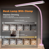 Airlonv LED Desk Lamp for Office Home, Eye - Caring Desk Light with Stepless Dimming Adjustable Flexible Gooseneck, 10W USB Adapter Desk Lamp with Clamp for Reading, Study, Workbench (Black) - Homesidy.com