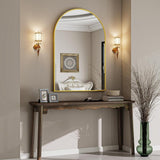 VooBang Arched Wall Mirror, 30 x 38 inch Arch Bathroom Mirror, Wall Mounted Vanity Mirror with Arch Metal Frame, Modern Bathroom Vanity Mirror for Bedroom, Living Room, Hanging or Leaning, Black - Homesidy.com