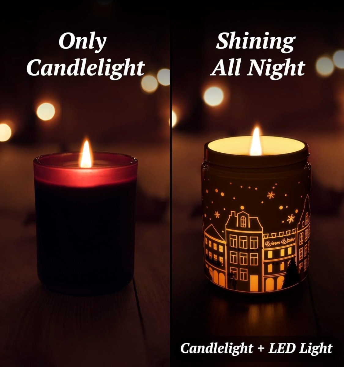 Merry Christmas Candles with Warmer LED, Christmas Decor Gifts Winter Candle with Pine Wood Spice Scents, Cypress Candle Over 40 Hours Burn Time, Home Decorations Indoor, 100% Soy Wax,White - Homesidy.com