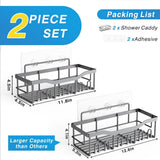 EUDELE 5 - Pack Rustproof Stainless Steel Shower Caddy Set– No Drill Adhesive Bathroom Organizer, Space - Saving Shower Shelves for Apartment Essentials, Bathroom/Kitchen Storage Home Decor - L Size - Homesidy.com