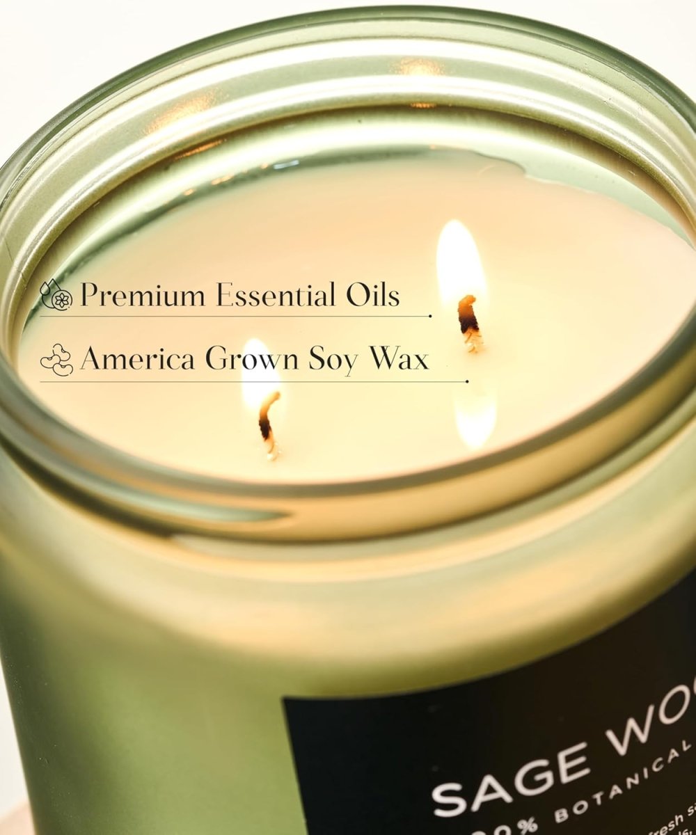 M&amp;SENSE Eucalyptus &amp; Mint Soy Candles for Home Scented, 11.6oz 70 Hour Burn Aromatherapy Candle Gift for Stress Relief, Meditation, Yoga, Relaxing SPA, Reusable Jar for Men and Women - Homesidy.com