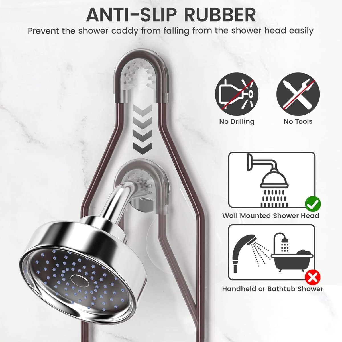 Shower Caddy Hanging Adjustable Shower Caddy, Rustproof Shower Organizer Extended Length Shower Caddy Over Shower Head with Hooks Soap Holder, Large Capacity Anti - Swing Bathroom Organizer, Black - Homesidy.com