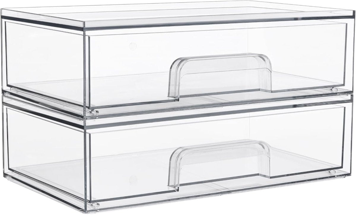 Vtopmart 12.1W Clear Stackable Storage Drawers,2 Pack Acrylic Plastic Organizers Bins for Makeup Palettes, Cosmetics, and Beauty Supplies,Ideal for Vanity, Bathroom,Cabinet,Desk Organization - Homesidy.com