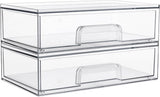 Vtopmart 12.1W Clear Stackable Storage Drawers,2 Pack Acrylic Plastic Organizers Bins for Makeup Palettes, Cosmetics, and Beauty Supplies,Ideal for Vanity, Bathroom,Cabinet,Desk Organization - Homesidy.com