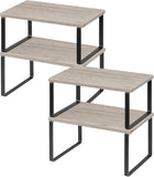 NEX Bamboo Kitchen Cabinet and Counter Shelf Organizer, Stackable &amp; Expandable, Set of 4, White and Natural - Homesidy.com