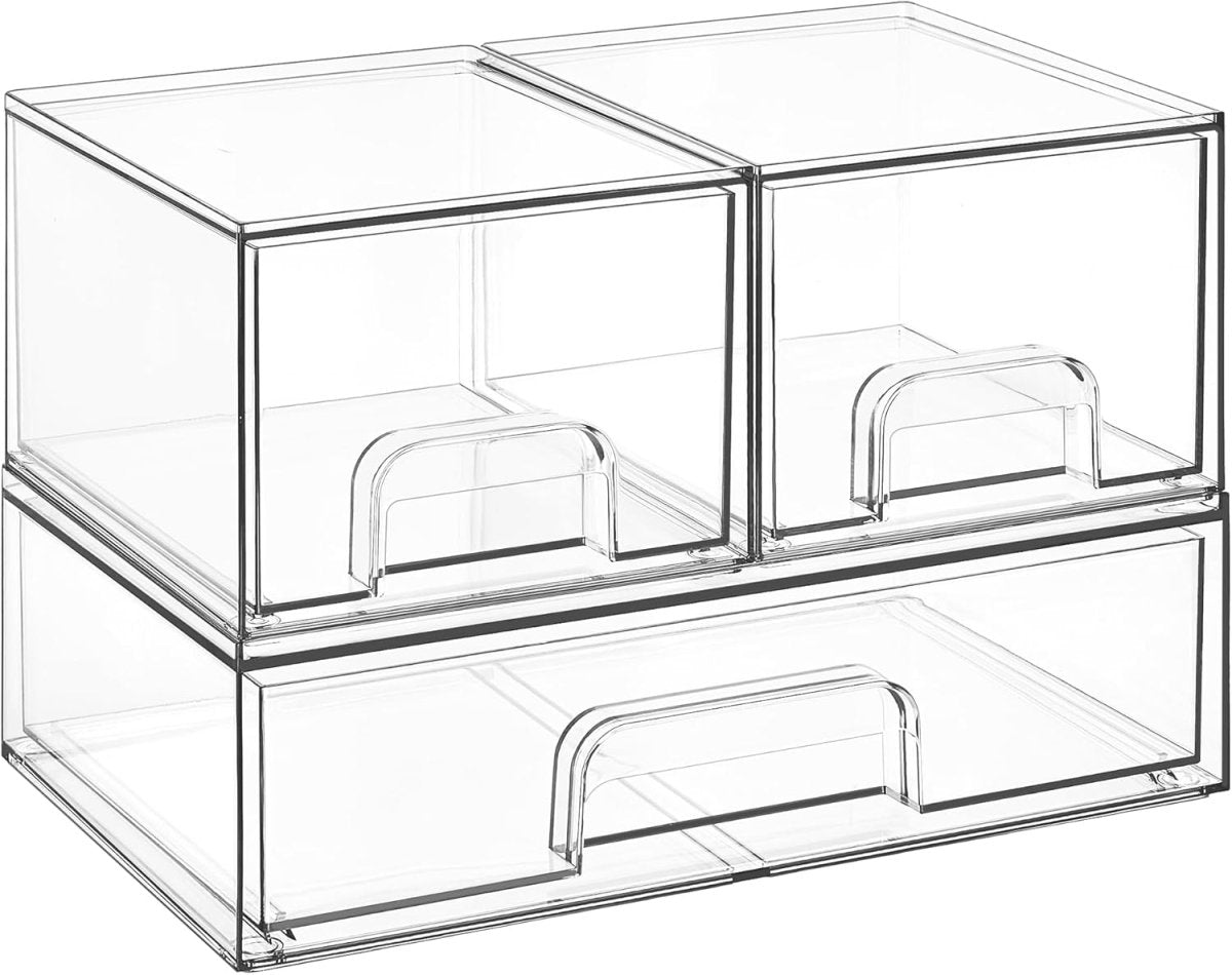 Vtopmart Stackable Storage Drawers Set of 5, Clear Plastic Organizer Bins for Baby Bottle, Beauty Supplies Storage, Ideal for Kichen Countertop, Vanity, Bathroom, Cabinet, Pantry Organization - Homesidy.com