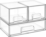 Vtopmart Stackable Storage Drawers Set of 5, Clear Plastic Organizer Bins for Baby Bottle, Beauty Supplies Storage, Ideal for Kichen Countertop, Vanity, Bathroom, Cabinet, Pantry Organization - Homesidy.com