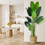 Artificial Bird of Paradise Plant 7Ft Fake Tropical Palm Tree with 17Trunks Faux Banana Leaf Trees in Pot for Home Indoor Outdoor Office Modern Decor Housewarming - Homesidy.com