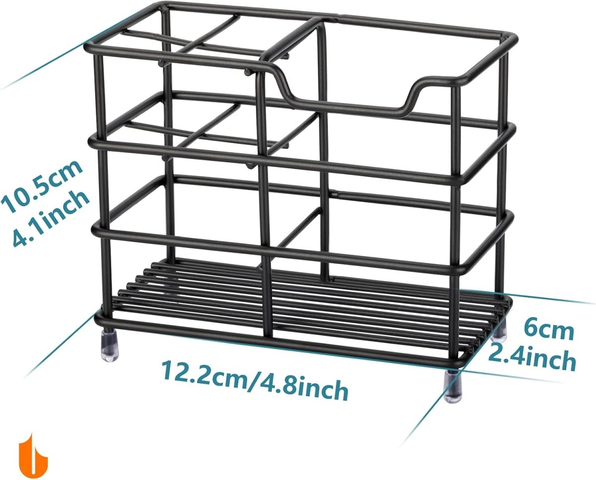 Urbanstrive 304 Stainless Steel Bathroom Toothbrush Holder Toothpaste Holder Stand Bathroom Accessories Organizer (Black, Small) - Homesidy.com