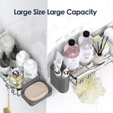 NESOMI Shower Caddy Adhesive Shower Organizer 7 - Pack, Rustproof Stainless Steel Bathroom Shelves, Large Capacity No - Drill Rack Storage Accessories with Soap Dish Toothbrush Holder &amp;24 Hooks Home Decor - Homesidy.com