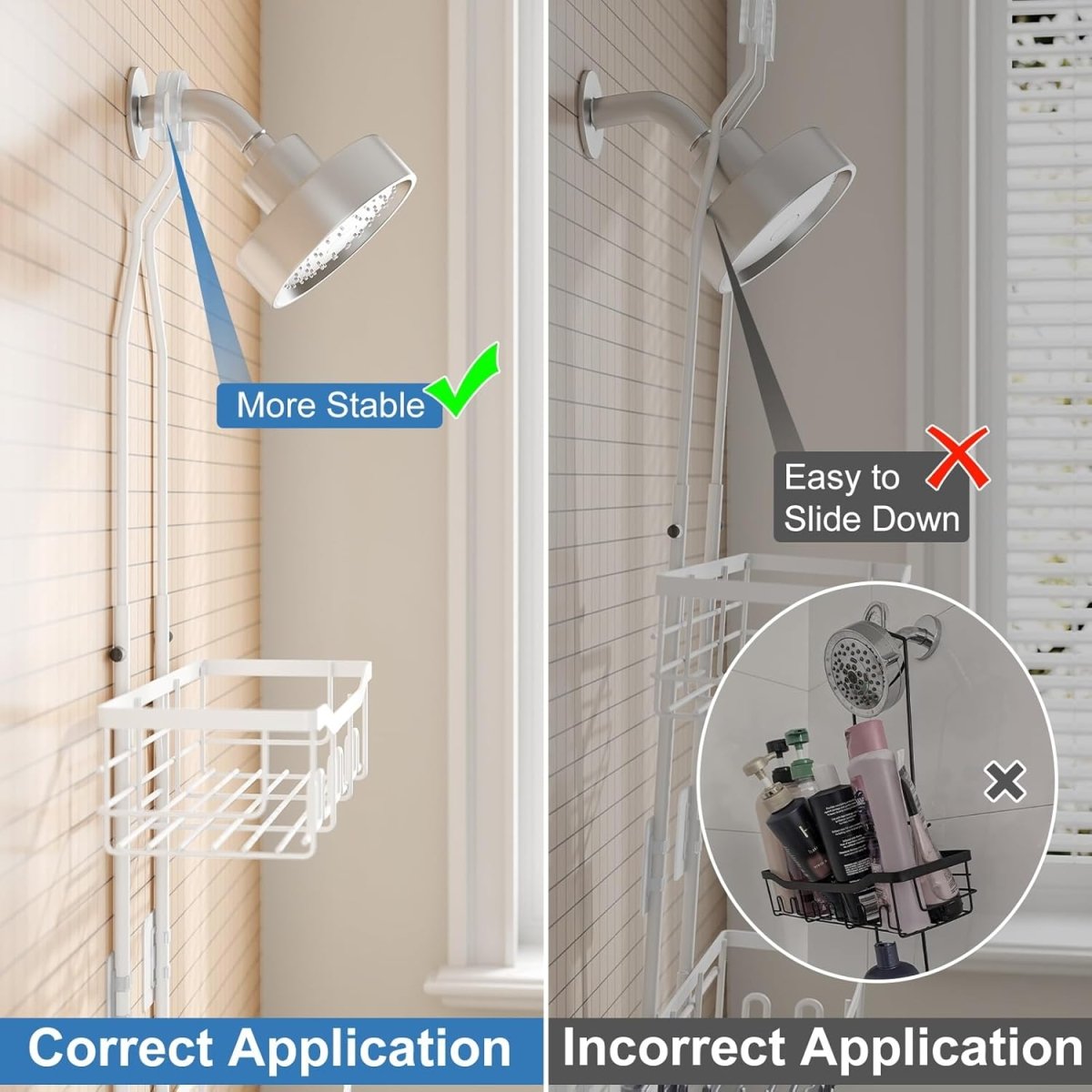 Joqixon Upgraded Extended Length Shower Organizer with Hooks, Rustproof Shampoo Soap Holder, Large Hanging Bathroom Caddy - Homesidy.com