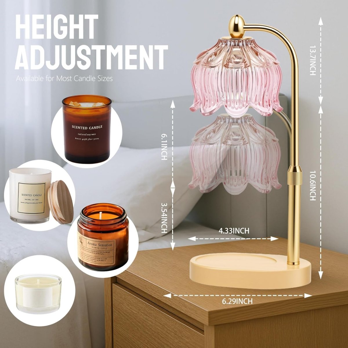 GEEZO Fragrance Candle Warmer Lamp，Electric Candle Warmer with Timer &amp; Dimmer，Mom Christmas Birthday Gifts for Women, House Warming Gifts New Home Bedroom Decor - Homesidy.com