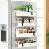 HuggieGems Metal 4 Pack Magnetic Spice Storage Rack Organizer for Refrigerator and Oven, Black Fridge Organizers and Storage - Homesidy.com