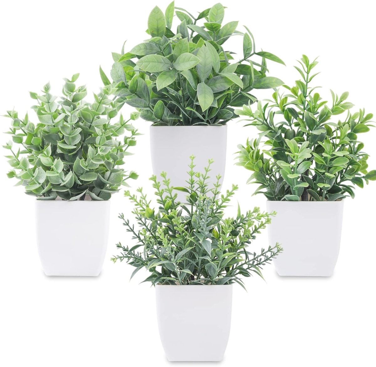 Der Rose 4 Pack Fake Plants Mini Artificial Greenery Potted Plants for Home Decor Indoor Office Table Room Farmhouse Bathroom Decor - Homesidy.com