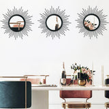 3 Pack Metal Mirrors for Wall Sunburst Wall Mirrors Home Décor Decorative Hanging Wall Art for Living Room Bedroom Entryway (Gold, Flower Sunburst) - Homesidy.com