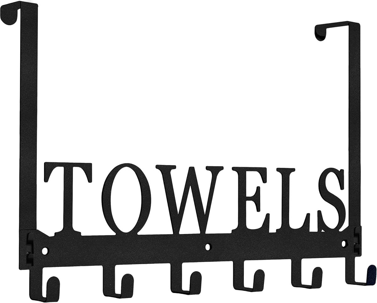 Kuhome Over The Door Hooks, Towel Holder for Bathroom, Door Mount Towel Rack Towel Hooks for Bedroom Beach Towels Bathrobe Wall Mount Hang on The Door Cabinet Cupboard Metal Sandblasted (Black) - Homesidy.com