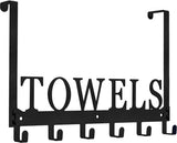 Kuhome Over The Door Hooks, Towel Holder for Bathroom, Door Mount Towel Rack Towel Hooks for Bedroom Beach Towels Bathrobe Wall Mount Hang on The Door Cabinet Cupboard Metal Sandblasted (Black) - Homesidy.com