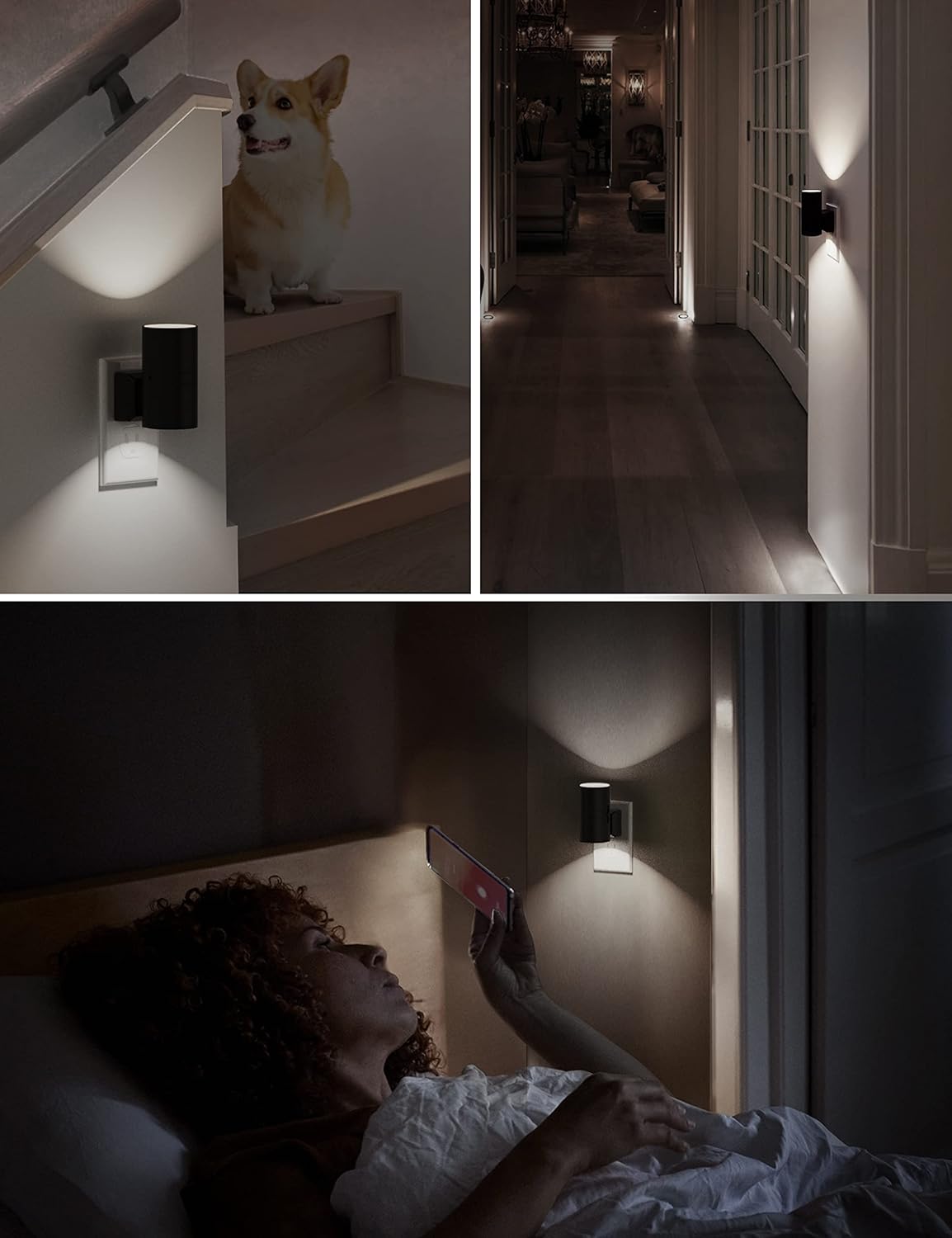 L LOHAS LED Night Light Plug in, Modern Night Lights Plug into Wall, Dusk to Dawn Sensor, Soft White 3000K, 0 - 100LM Adjustable Brightness, Dimmable Night Lights for Hallway Bedroom Stairway, 2 Pack - Homesidy.com