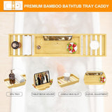 Premium Bamboo Bathtub Tray Caddy - Bath Tub Tray Table for Bathtub - Bath Caddy Tray for Bathtub, Expandable Size, Fits Most Bath Tubs - Homesidy.com