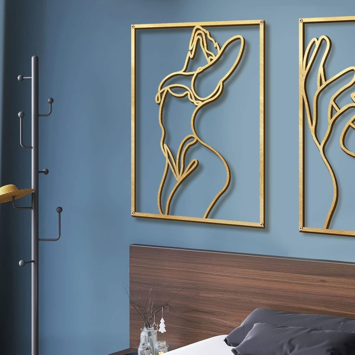Glamativity 4 Pack Gold Wall Art Decor, Minimalist Single Line Real Metal Wall Art, Womans Body Shape Abstract Wall Art (Gold Classic Style, 17 x 11.8) - Homesidy.com