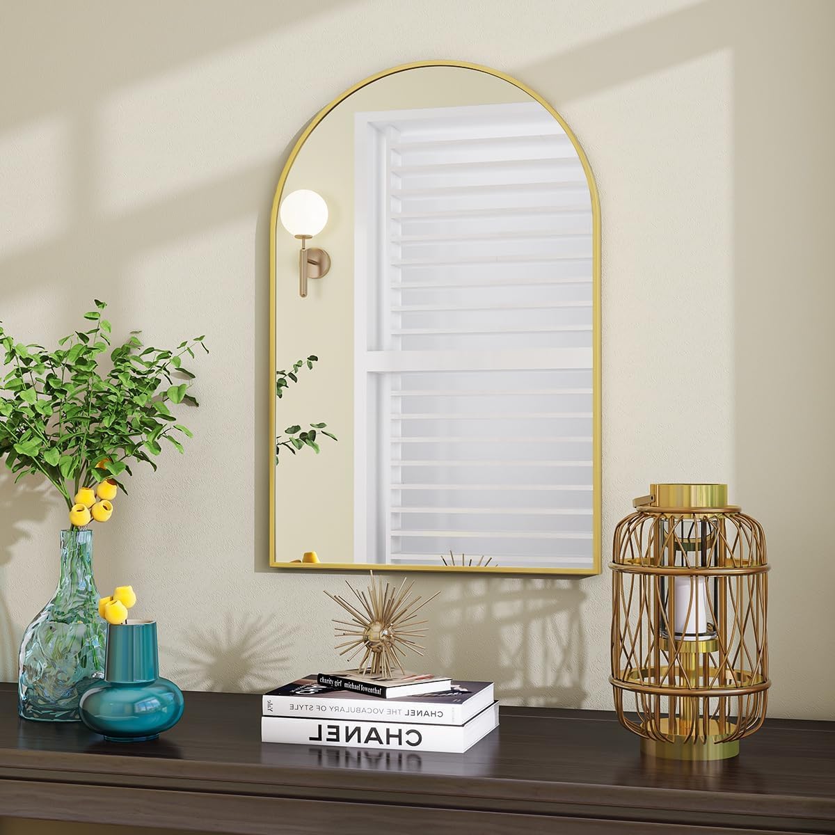 VooBang Arched Wall Mirror, 30 x 38 inch Arch Bathroom Mirror, Wall Mounted Vanity Mirror with Arch Metal Frame, Modern Bathroom Vanity Mirror for Bedroom, Living Room, Hanging or Leaning, Black - Homesidy.com