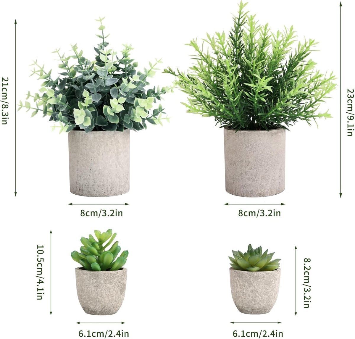 CEWOR 4 Pack Small Fake Plants Eucalyptus Rosemary Succulents Plants Artificial in Pots for Shelf Artificial Greenery Eucalyptus Plant Indoor for Home Bedroom Living Room Decoration - Homesidy.com