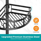 HAMITOR Corner Shower Caddy Tension Pole: Rustproof 4 - Tier Bathroom Organizer Shelves for Bathtub Shampoo Storage - 47 - 121 Inch Quick Install Adjustable Rod Standing Rack with Soap Rack - Silver Gray - Homesidy.com