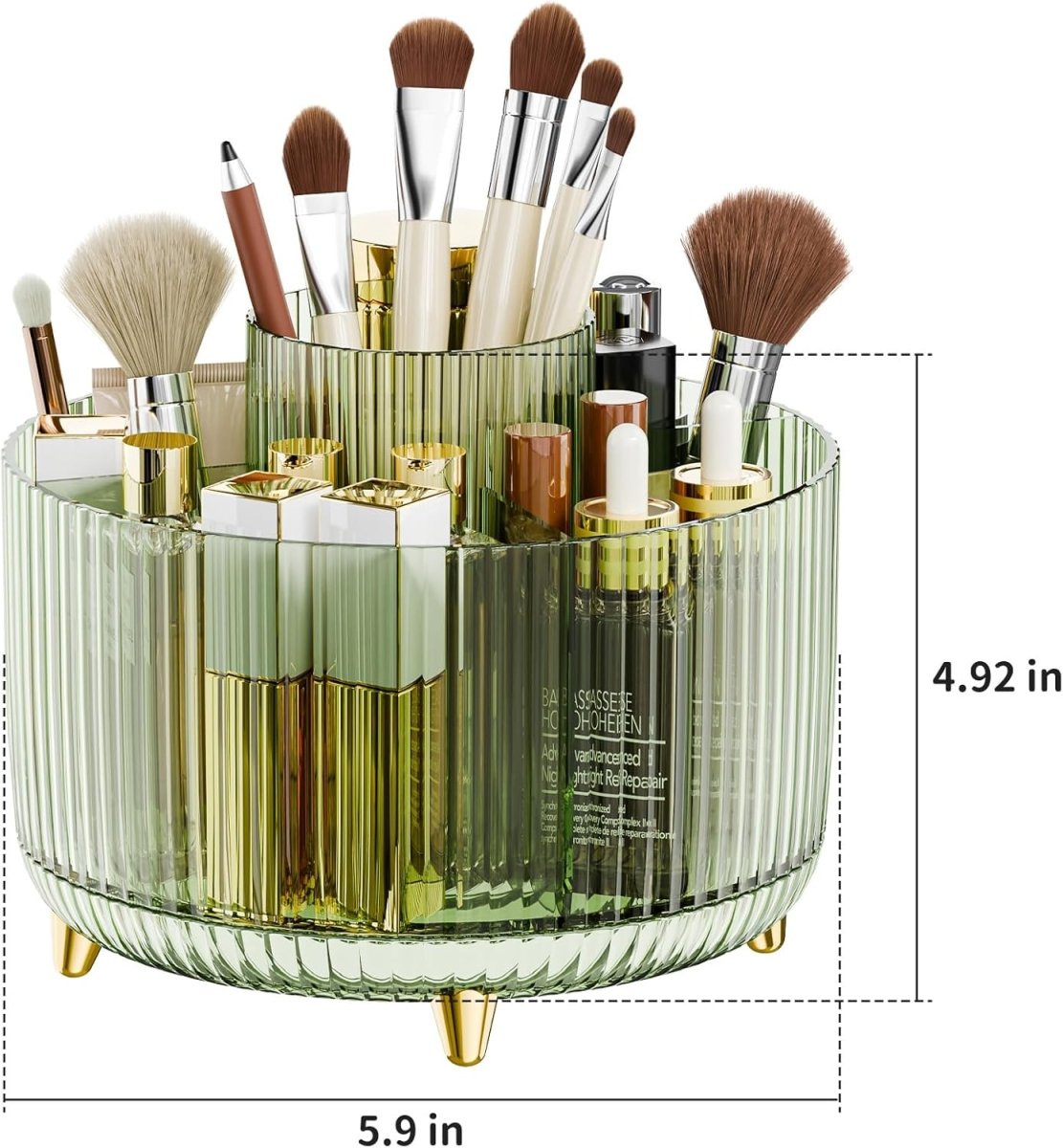 fanado 360° Rotate Makeup Brush Holder Organizer, Makeup Organizers Countertop, Makeup organization and Skincare Storage for Vanity, Desktop, Bathroom (White) - Homesidy.com