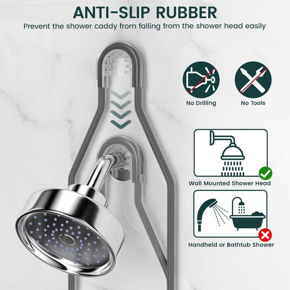 Shower Caddy Hanging Adjustable Shower Caddy, Rustproof Shower Organizer Extended Length Shower Caddy Over Shower Head with Hooks Soap Holder, Large Capacity Anti - Swing Bathroom Organizer, Black - Homesidy.com