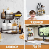 LEVERLOC Shower Caddy Suction Cup, 2 Pack Shower Shelves for Inside Shower with Hooks &amp; Soap Holder, NO - Drilling Bathroom Shower Organizer, Rustproof Meatl Shower Holder Storage, Black - Homesidy.com