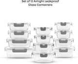 JoyJolt 24pc Borosilicate Glass Storage Containers with Lids | 12 Airtight/Freezer Safe Food Storage Containers for Pantry and Kitchen | Meal Prep Container for Lunch | Glass Tupperware Set - Homesidy.com